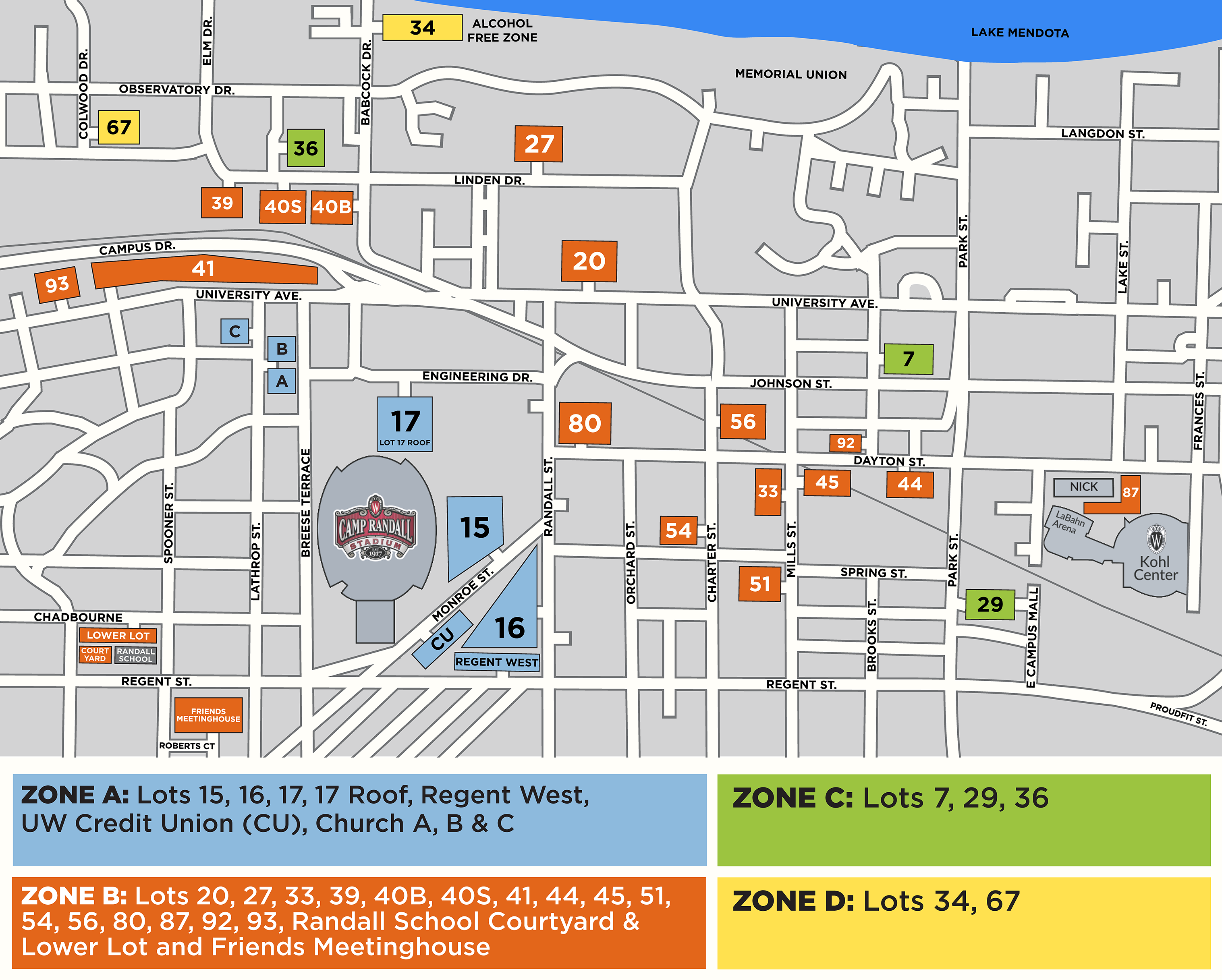 Football Season Parking Map. Visit the Football Season Parking Selection Page for more information.